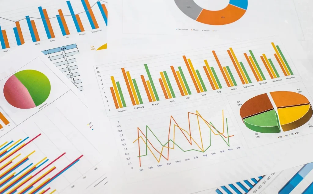 Grafik dan diagram yang menganalisis data gaji.