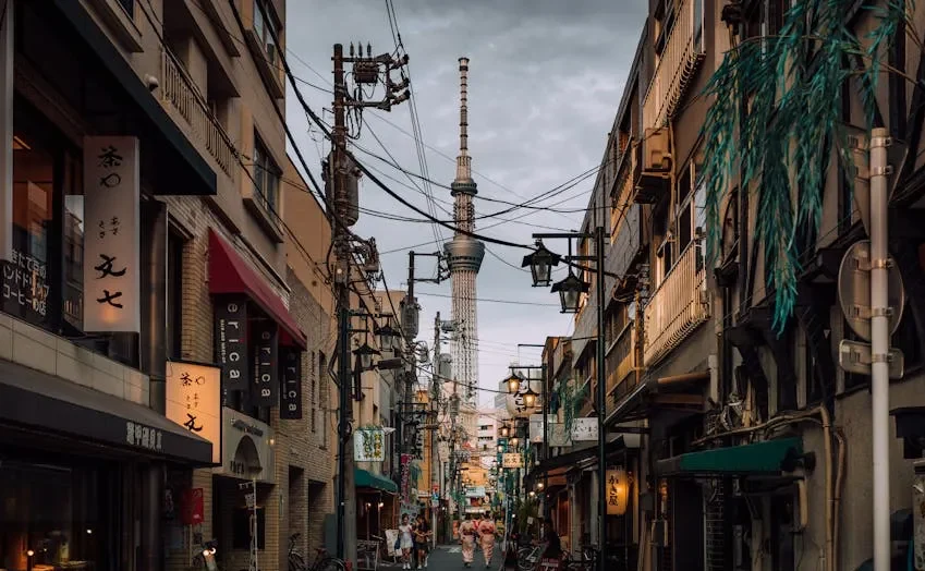 Pemandangan Tokyo Skytree di area timur Tokyo.